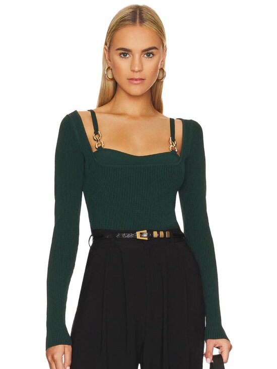 NICHOLAS Tops - Nicholas | Elisabet Double Rings Rib Knit Top | Forest Green | Small